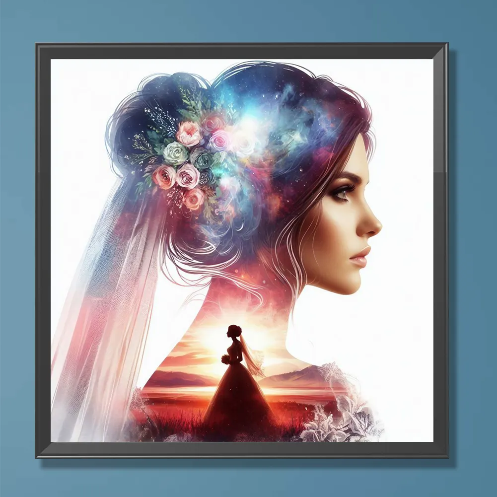 Diamond Painting - Full Round Drill - Romantic Wedding Silhouette(Canvas|30*30cm)