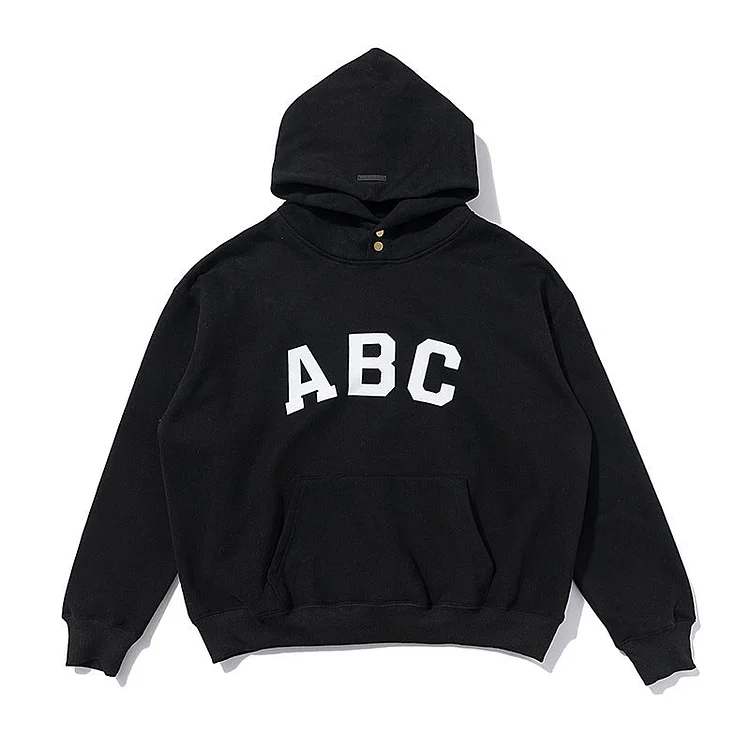 Fog Fear Of God Hoodie Season 7 ABC Letter Printed Fleece Hoodie Male And Female Couples Wear Coat