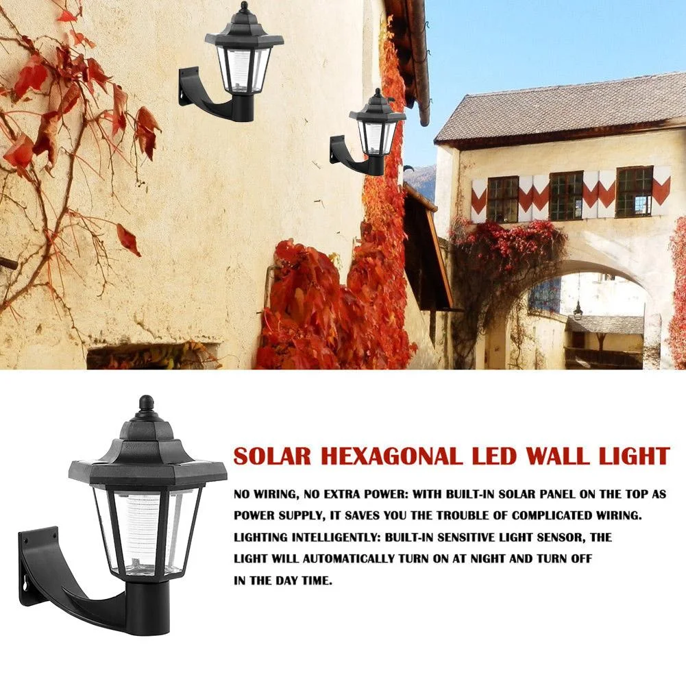 Solar LED Wall Lamp Waterproof Outdoor Garden Landscape Hexagonal Light