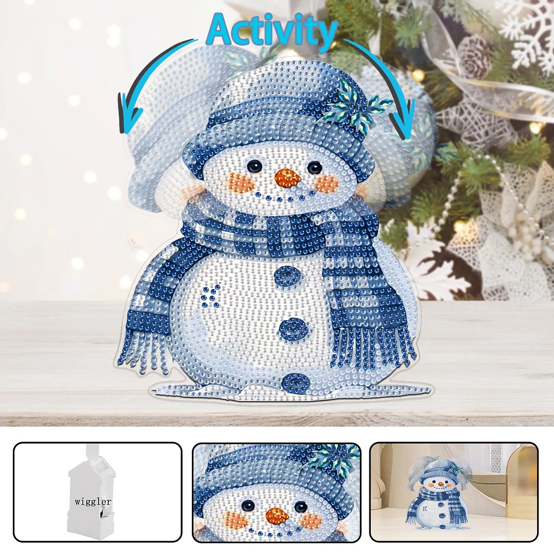 Snowman DIY Acrylic Shaking Head 5D DIY Diamond Art Tabletop Ornament Home Decor