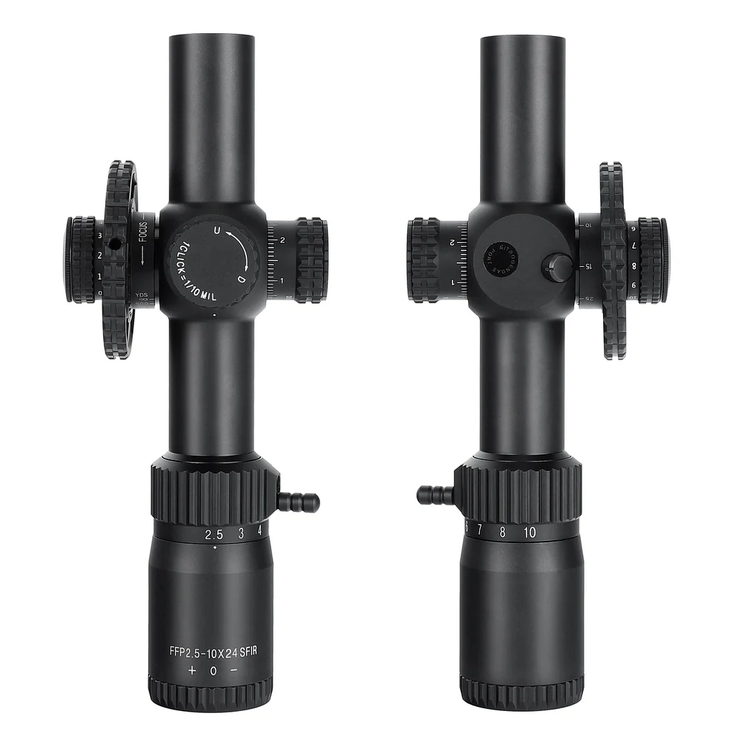 ohhunt® FFP 2.5-10X24 SFIR First Focal Plane 11 Level Red Illuminator Side Parallax Tactical FFP Scope 