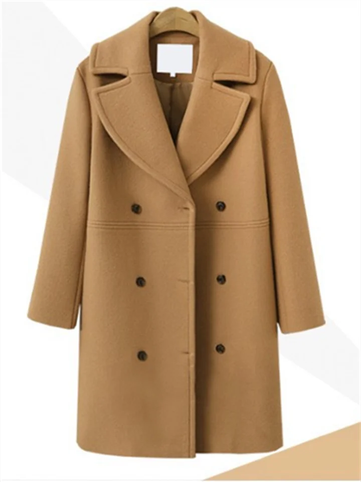 Autumn and Winter Large Size Women's Tweed Coat Female Double-breasted in Long Section Trench Coat Tweed Jacket