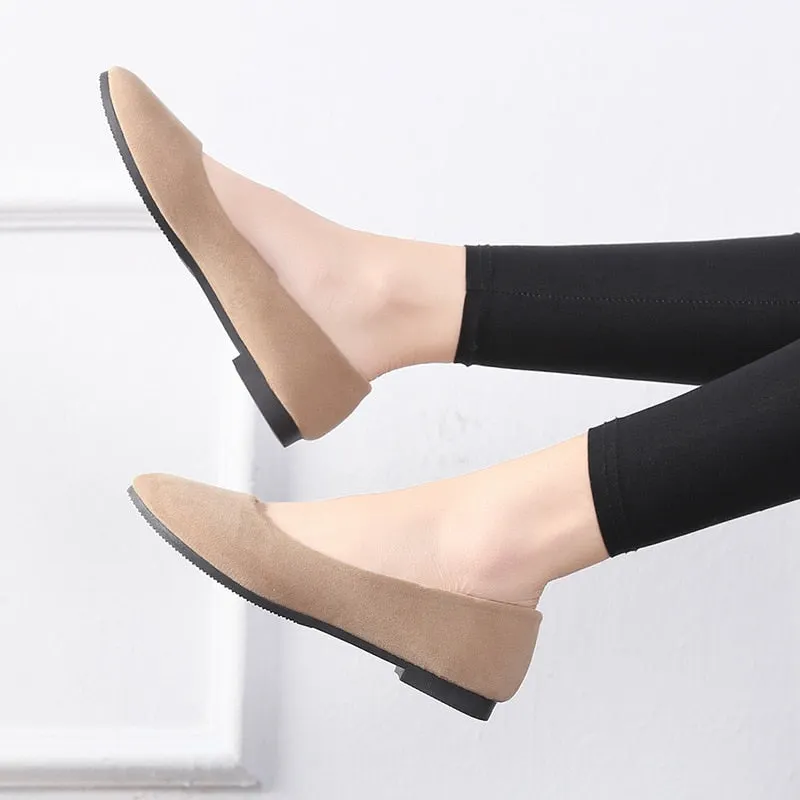 Women Flat Shoes Trend Simple Sweet Classic Candy Colors New Autumn Summer Casual Flock Flats Boat Cute Girls Flats Office Shoes