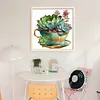 Teacup Succulent-Partial 11CT Stamped Cross Stitch Bead Embroidery 36*36cm/14.17*14.17in tapestrymarket