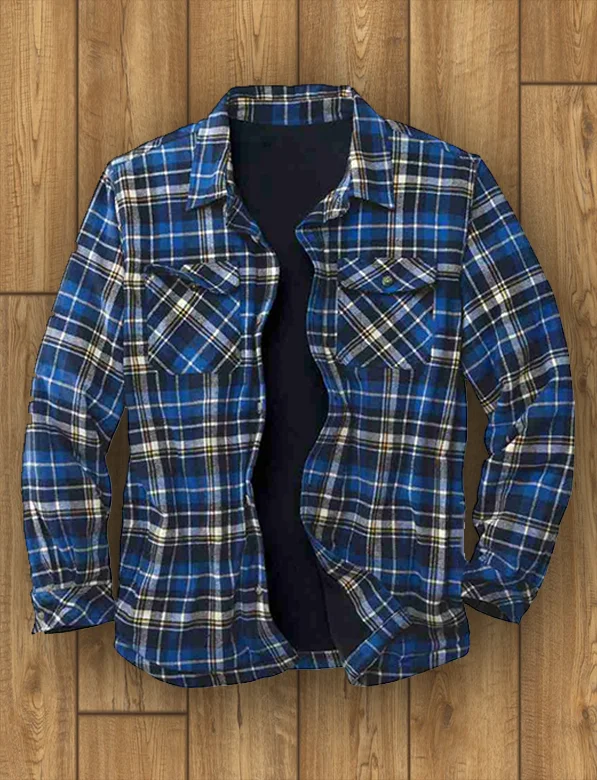 men's autumn and winter plaid long-sleeved loose jacket