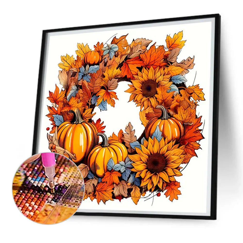 Diamond Painting - Full Square Drill - Autumn Wreath(Canvas|35*35cm)