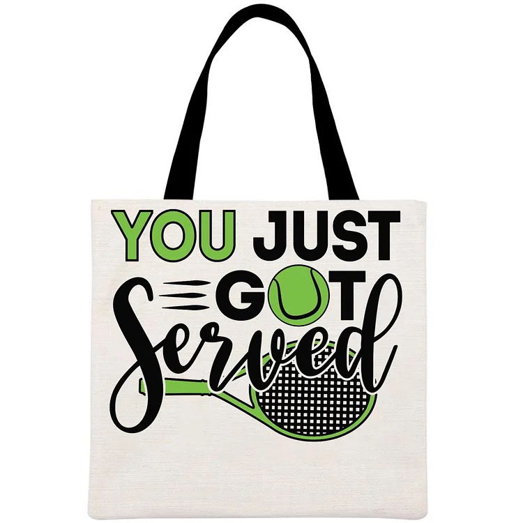 You Just Got Served Tennis Printed Linen Bag-Annaletters