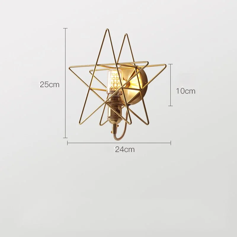 Iron Art LED Wall Lamp Lighting Nordic Creative Star Shape Decoration Wall Lights Bedroom Bedside Aisle Living Room Lamps