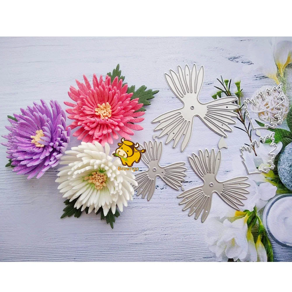 Chrysanthemum Flower Metal Cutting Dies Stencil Template For DIY Scrapbooking Embossing Paper Cards Album Making Craft Dies Cut