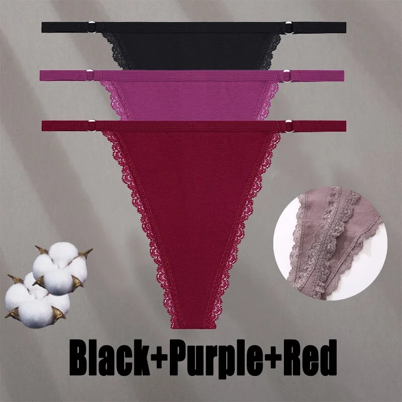 Billionm Sexy Lace Panties for Women Cotton Underwear Thong With Hollow Out Hook G-String Female Breathable Intimates Lingerie