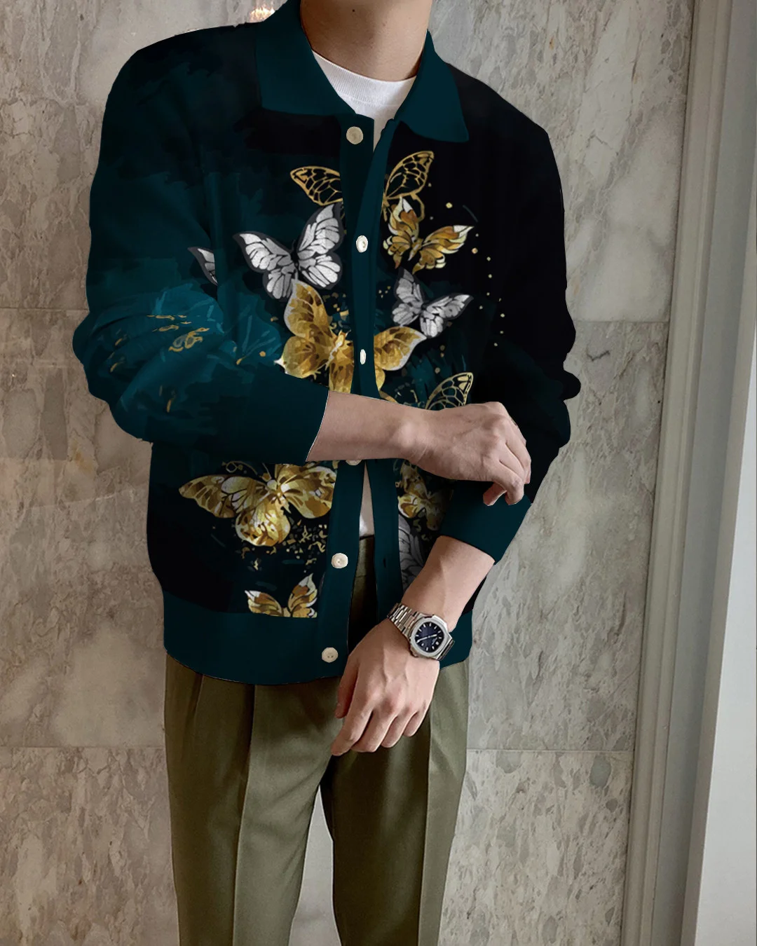 Men's Lapel Knitted Sweater Cardigan f6e4