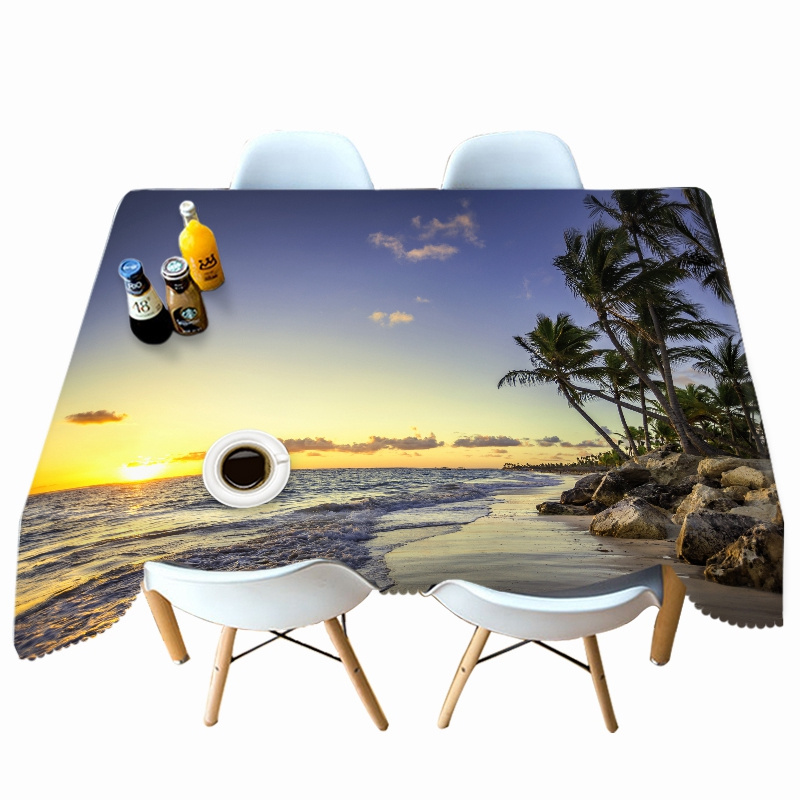 

Seascape Beach Coconut Tree - 3D Tablecloth, 140*140cm, 501 Original
