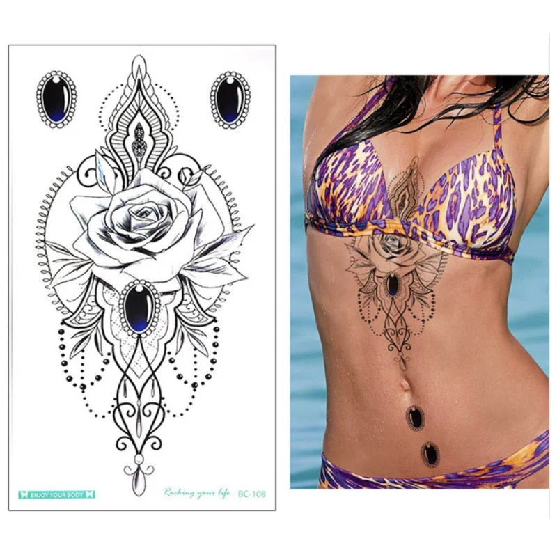 temporary fashion tattoos jewelry body stickers egypt arabic indian mandala temporary tattoo sticker underboob sexy tatoo girls