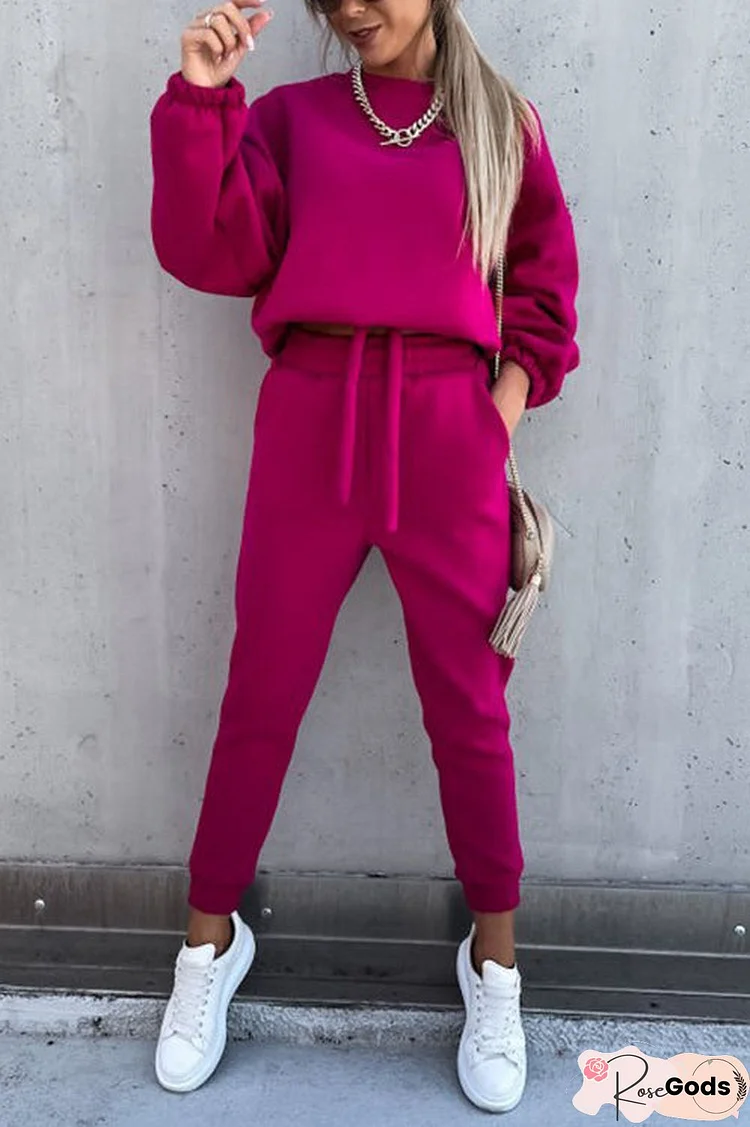 Solid Loose Hoodie Jogger Sets