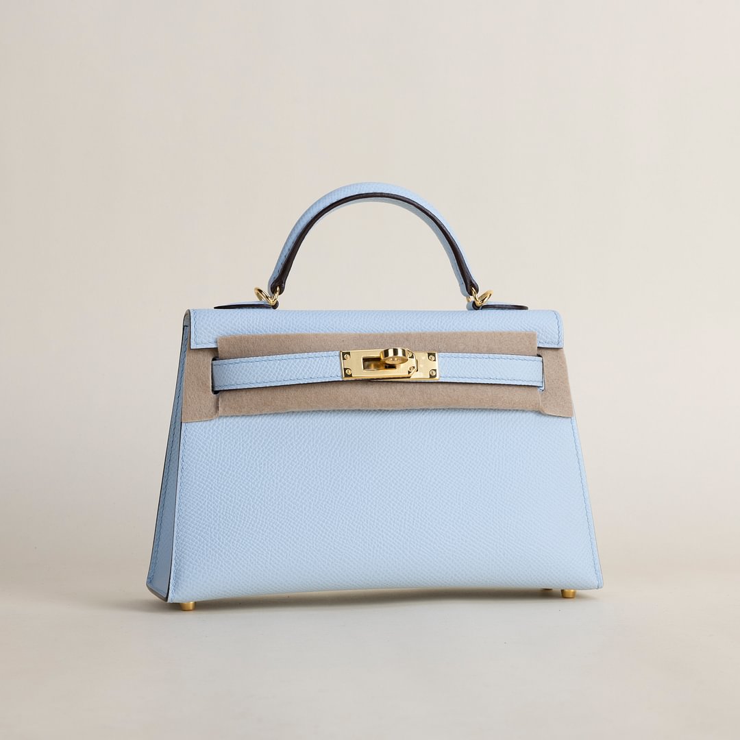 Mini Kelly II Epsom T0 Bleu Brume GHW