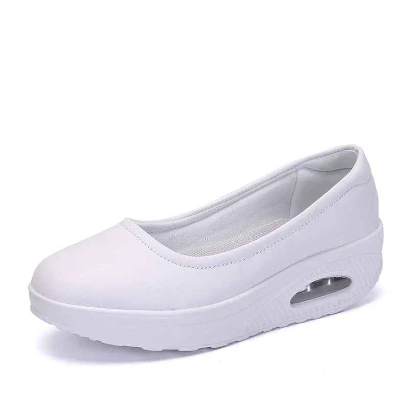 2021 Women Sneakers Flats Loafers Sweet Shallow Comfort Moccasins Slip-on PU Platform Ballet Ladies Vulcanized Shoes New