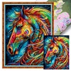 Colored Horse - 11CT Stamped Cross Stitch - 40*55cm - Animal