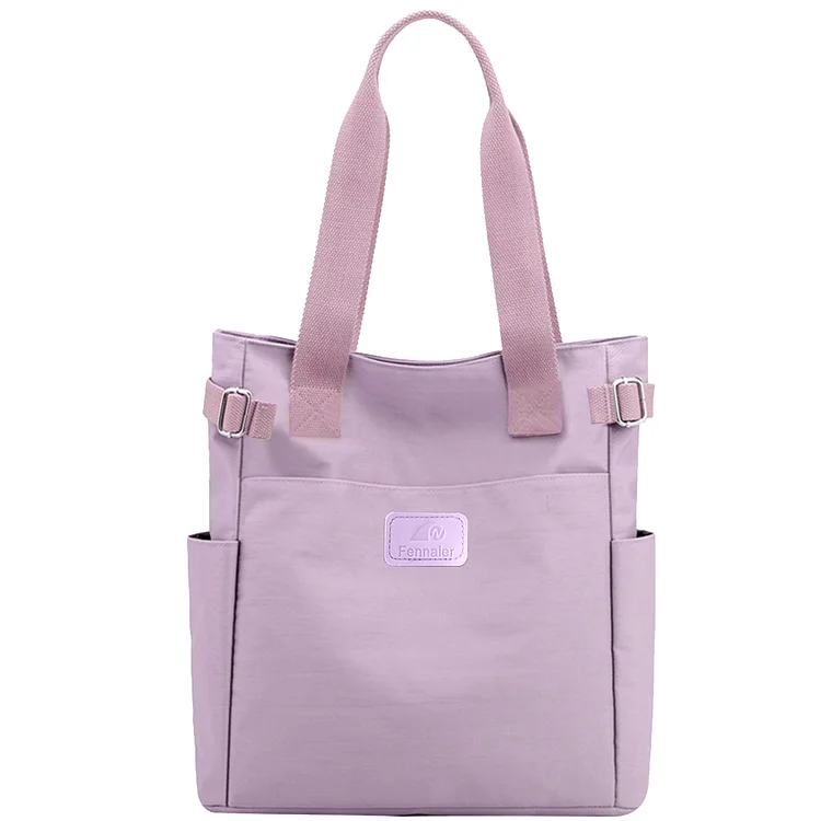 Women Shopping Handbag Zipper Waterproof Foldable Hobo Bag (Purple)