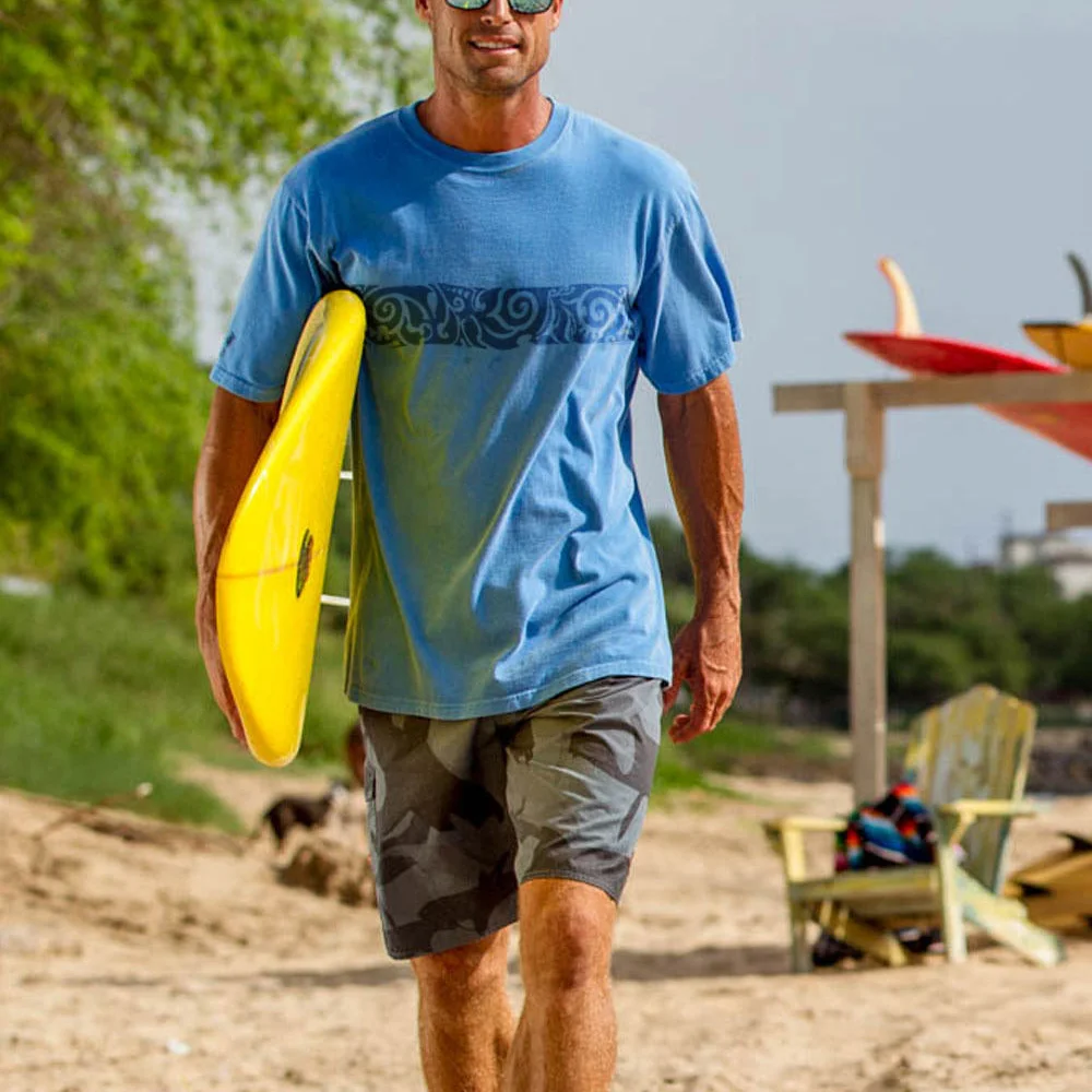  Vibrant Blue T-Shirt with Intricate Tribal Design for Casual Wear