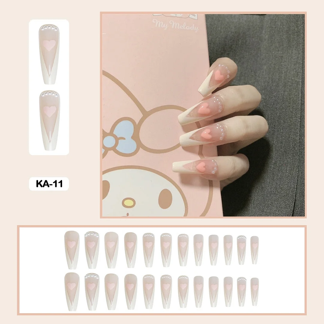 Butterfly Lovely Girl Nail Art Wearable Press On Fake Nails Tips With Glue And Sticker 24pcs/box With Wearing Tools As Gift-Nail Inspo
