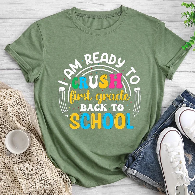 Back to School Season Round Neck T-shirt