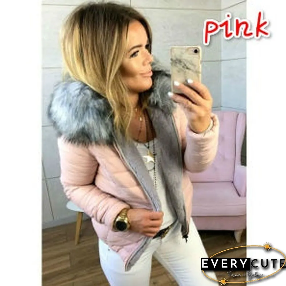 New Fashion Women Long Sleeve Faux  Fur Hooded Winter Coat Casual Vintage Lady Thick Warm Padded Faux Fur Coat Outwear Jackets Plus Size S-3XL