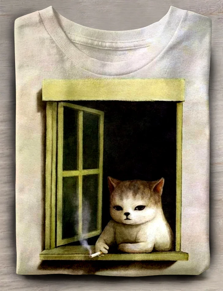 Eagerlys  Cat with A Cigarette T-shirt Eagerlys