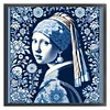 Blue And White Porcelain-Pearl Earring Girl-14CT Stamped Cross Stitch 40*40cm/15.75*15.75in