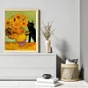 Van Gogh Sunflowers And Black Cat - 11CT Stamped Cross Stitch - 40*50cm