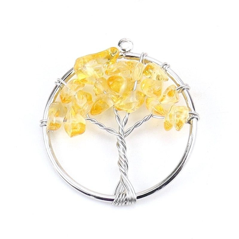 Minimalist Lucky Tree Natural Stone Agate Pendants