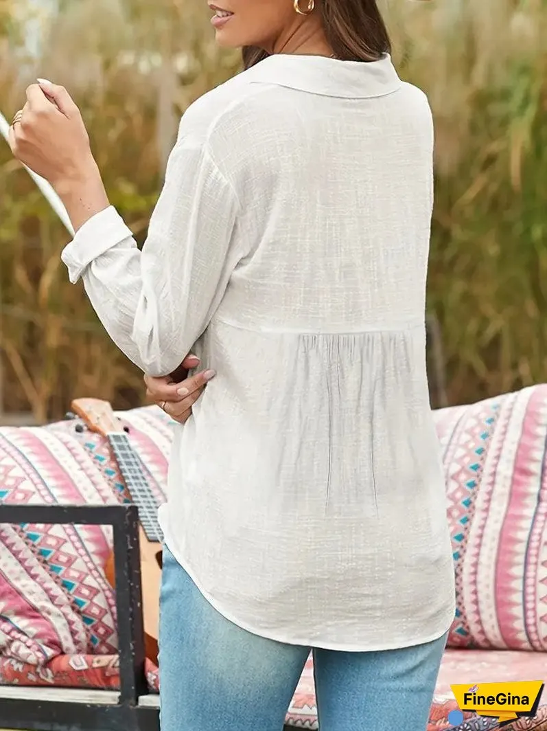Linen Blend Shirt with Buttons
