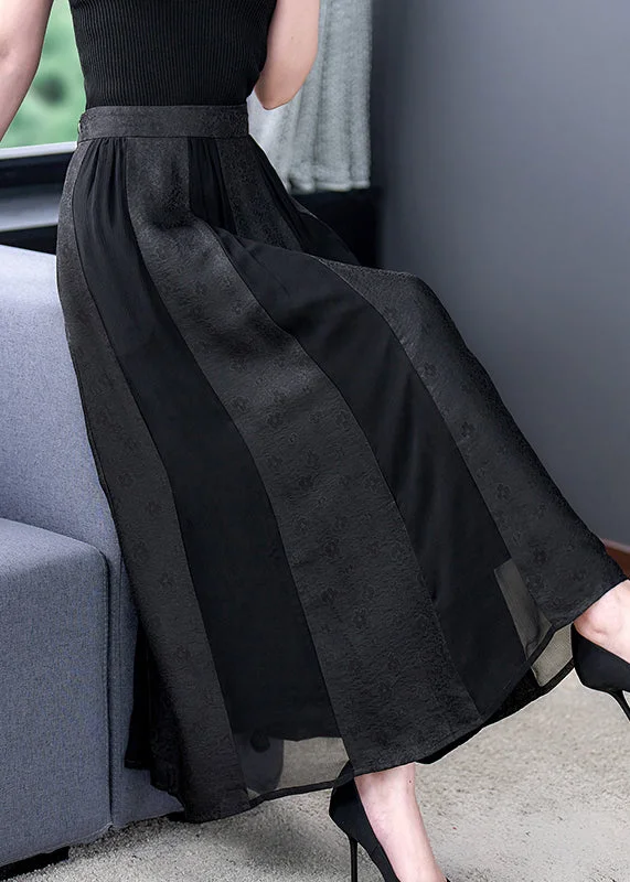Modern Black Print High Waist Maxi Skirts Fall