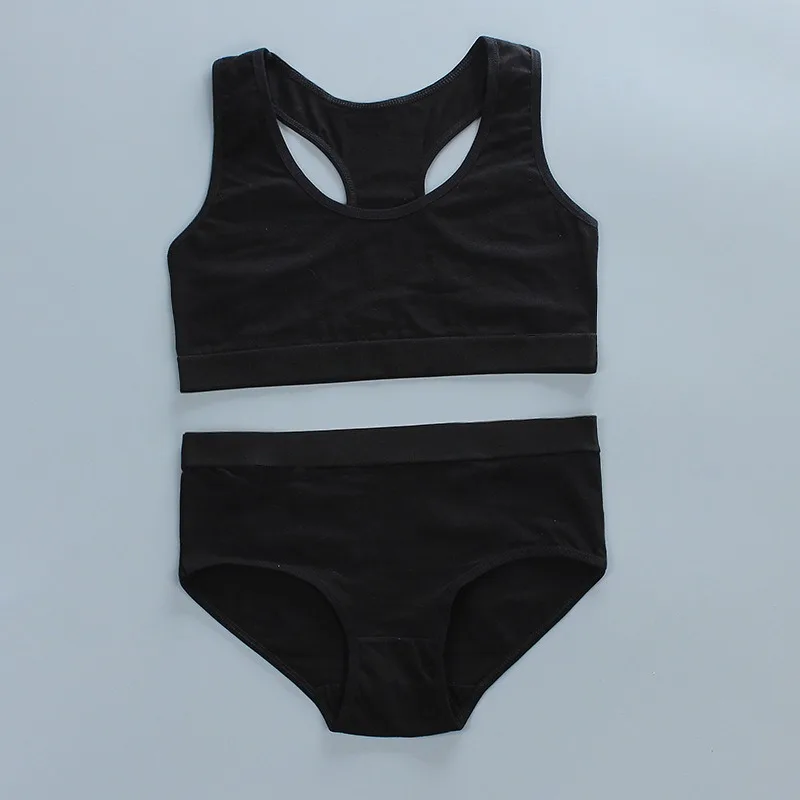 Aiyuzuo Girls Training Bras Panties Kids Cotton Underwear Sets Teens Students Bra Vest and Panties Wireless Girls Sports Bra 8-16Y