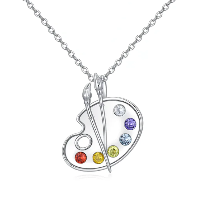 S925 Your Life is Your Canvas Colorful Painting Necklace