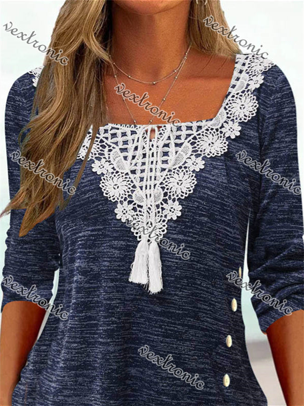 Women Half Sleeve V-neck Solid Color Dress