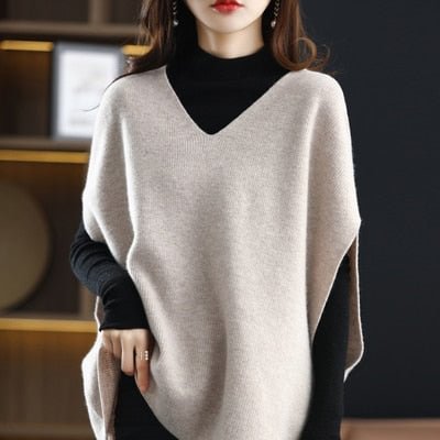 Sweater Vest Women Autumn Korean Style Loose Knitted V-neck Outerwear Simple Solid All-match Trendy Leisure Harajuku Elegant Top