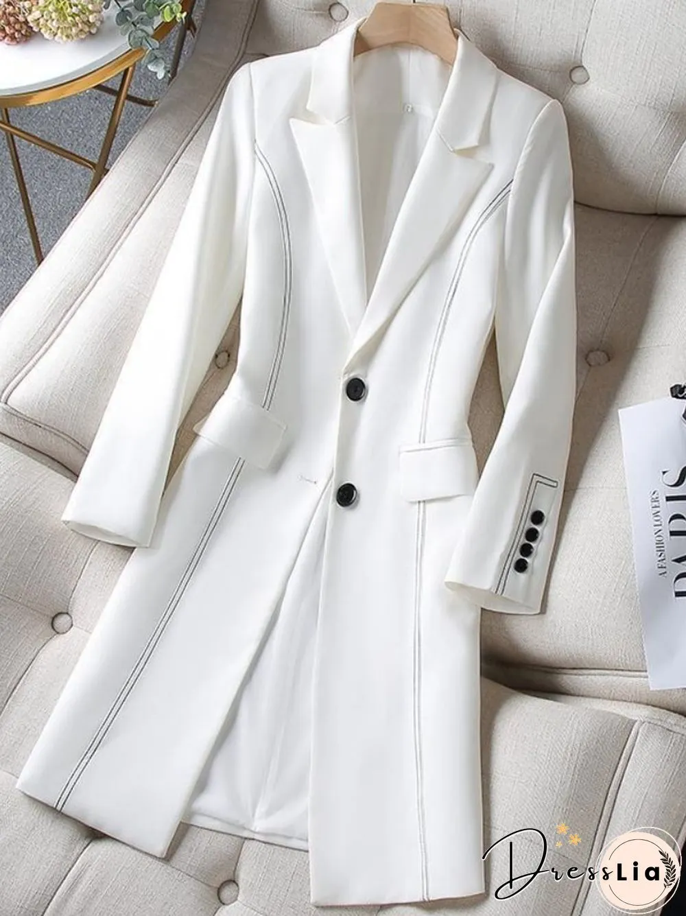New Spring Autumn Mid-Length Suit Jacket Womens Fashion Temperament Thin Thickened Coat