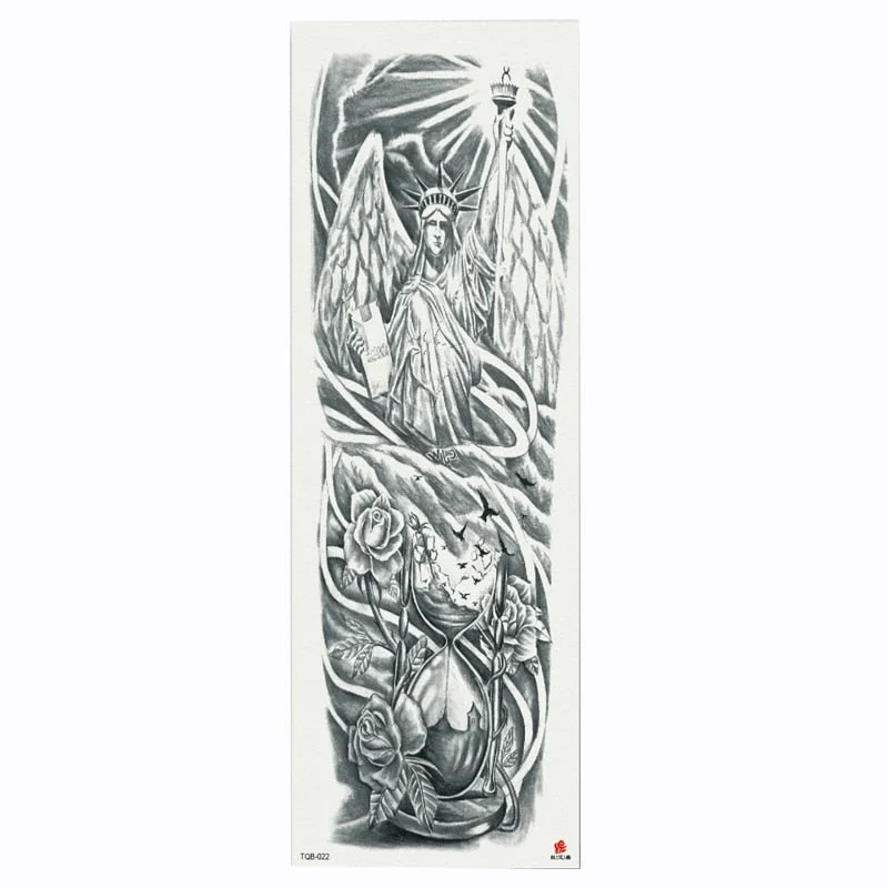 2018 New Full Flower Arm Tattoo Sticker Skeletons and Roses Temporary Body Paint Water Transfer Tattoo Sleeve