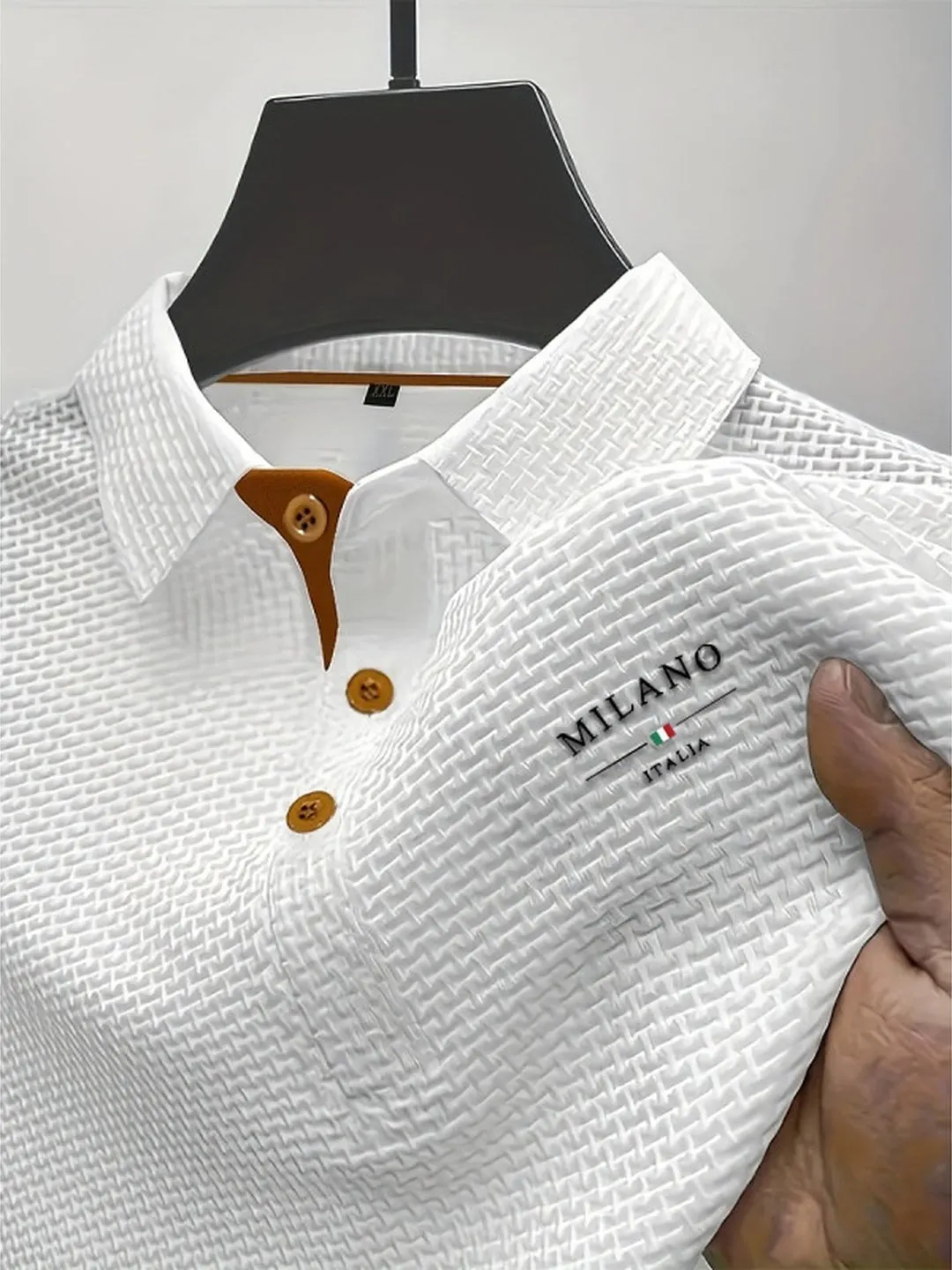 Men's Textured Knit Polo Shirt &ndash; Smart Casual Staple - White