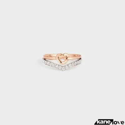 Knotted Heart Shape Inlaid Zircon Ring