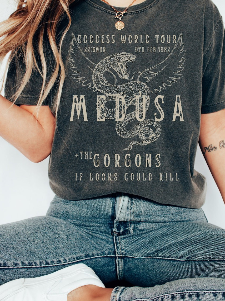 Medusa Distressed Vintage Loose Band T-Shirt / TECHWEAR CLUB / Techwear