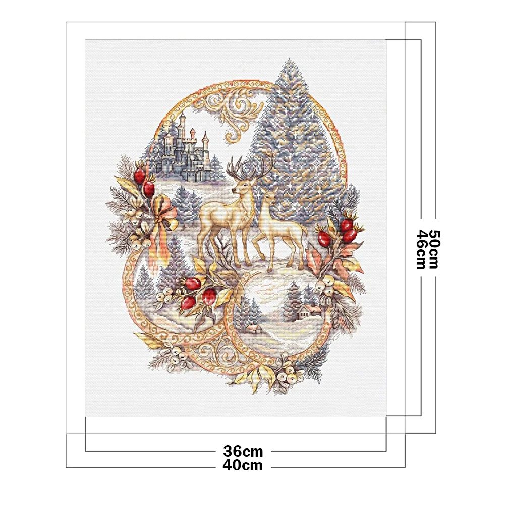 14CT Counted Cross Stitch - Reindeer(Canvas|40*50CM)