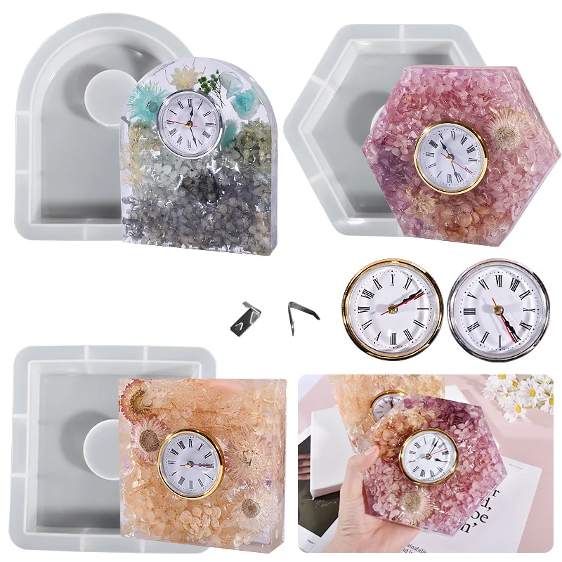 Vertical Geometry European Style Clock Ornament Resin Mold