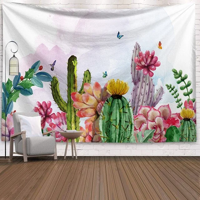 Cactus Succulents Tapestry Summer Succulents Wall Decor Tropical Landscape Wall Hanging Tapestries Picnic Blanket Wall Cloth