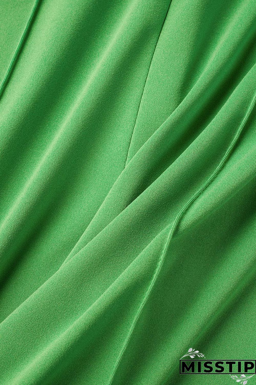 Green Casual Solid Vests Pants U Neck Sleeveless Two Pieces