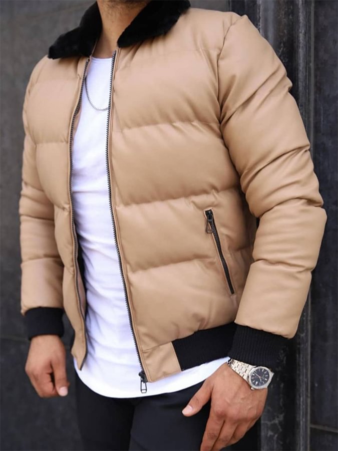 Men's Beige Casual Short Down Coats
