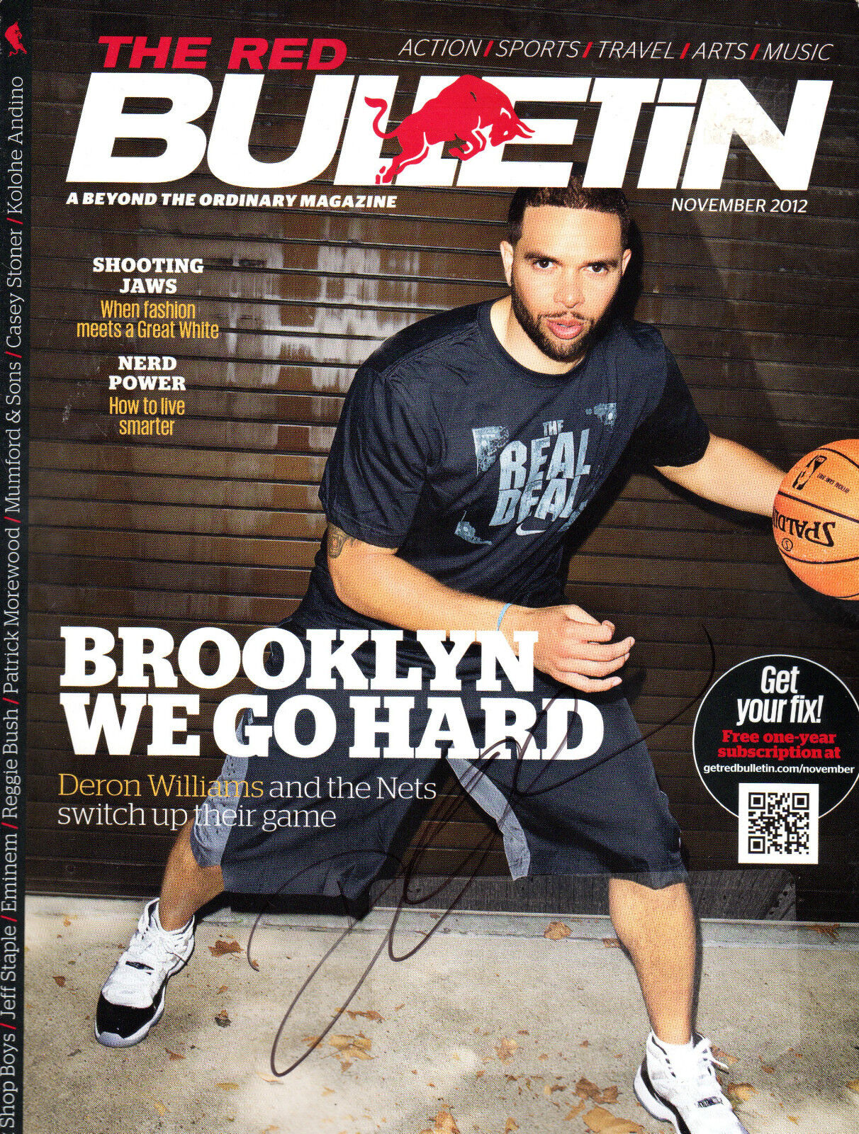 GFA Bulletin Booklyn Nets * DERON WILLIAMS * Signed Magazine COA