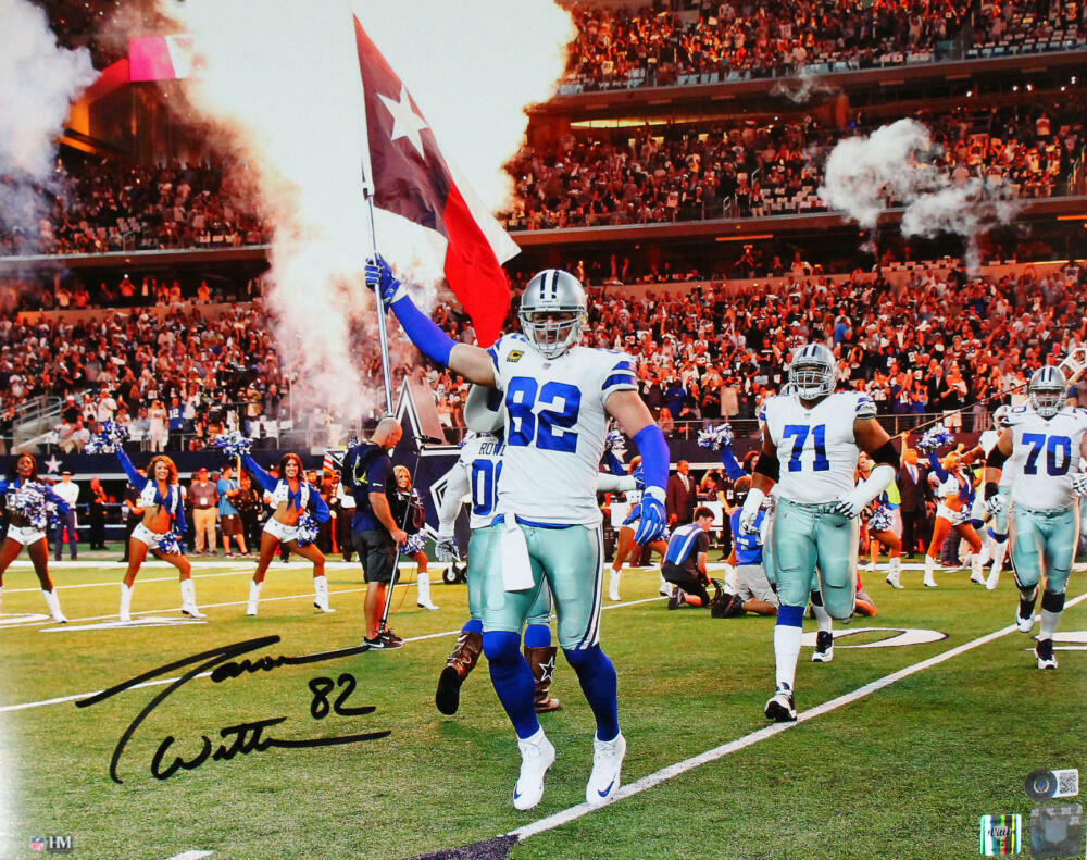 Jason Witten Autographed Dallas Cowboys 16x20 HM Flag Photo Poster painting-Beckett W Hologram