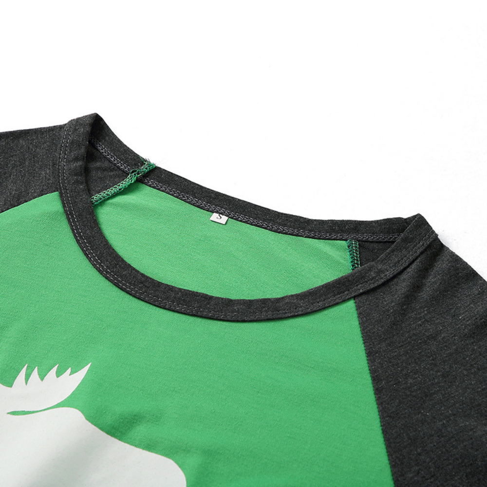 Christmas Elk Printed Green Parent-child Pajama Set