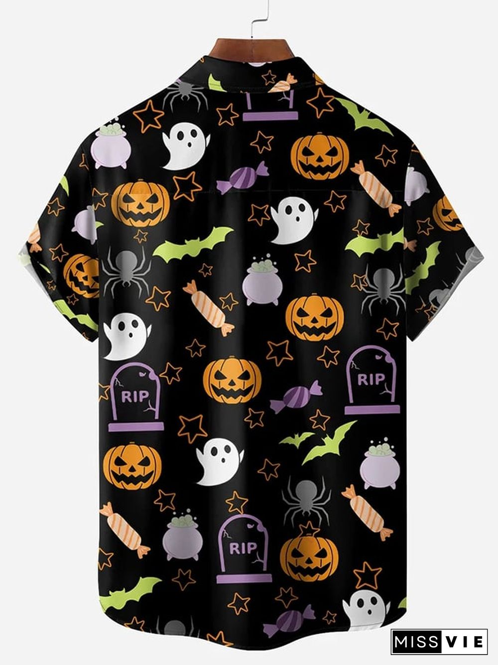 Fashion Halloween Dinosaur Print Short Sleeve Shirt